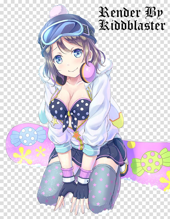 Render Anime Girls, girl smiling and kneeling illustration transparent background PNG clipart