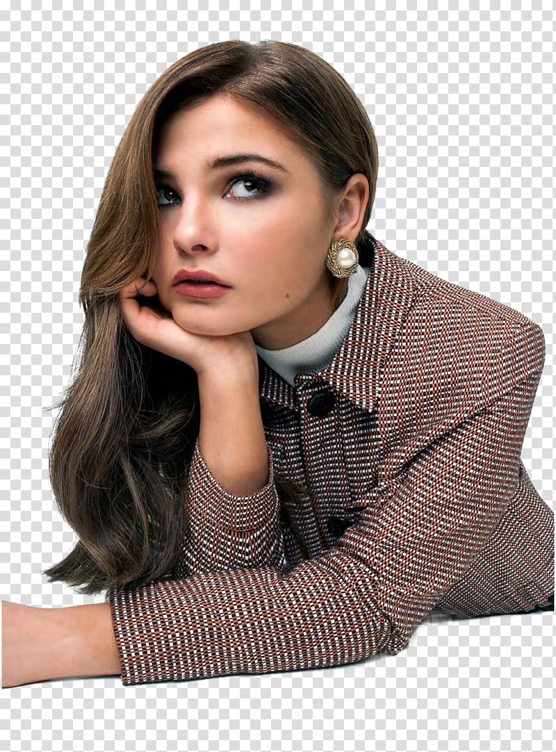 STEFANIE SCOTT, woman resting her face on right hand transparent background PNG clipart