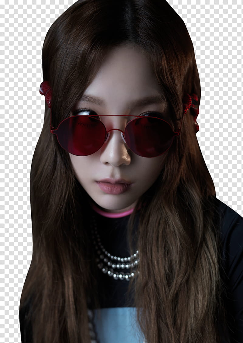 TAEYEON SNSD Something New, woman wearing sunglasses looking side view transparent background PNG clipart