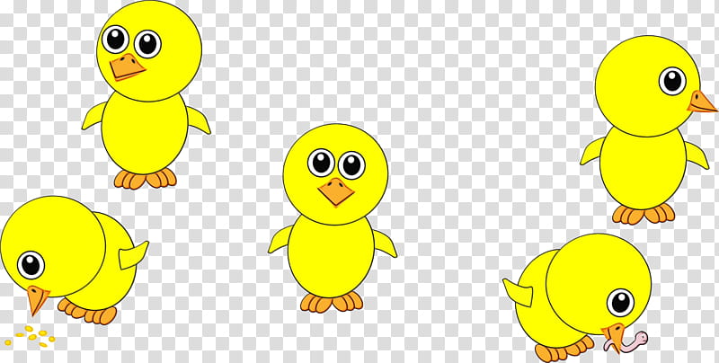 yellow cartoon bird text beak, Watercolor, Paint, Wet Ink, Ducks Geese And Swans, Animal Figure, Smile, Adaptation transparent background PNG clipart