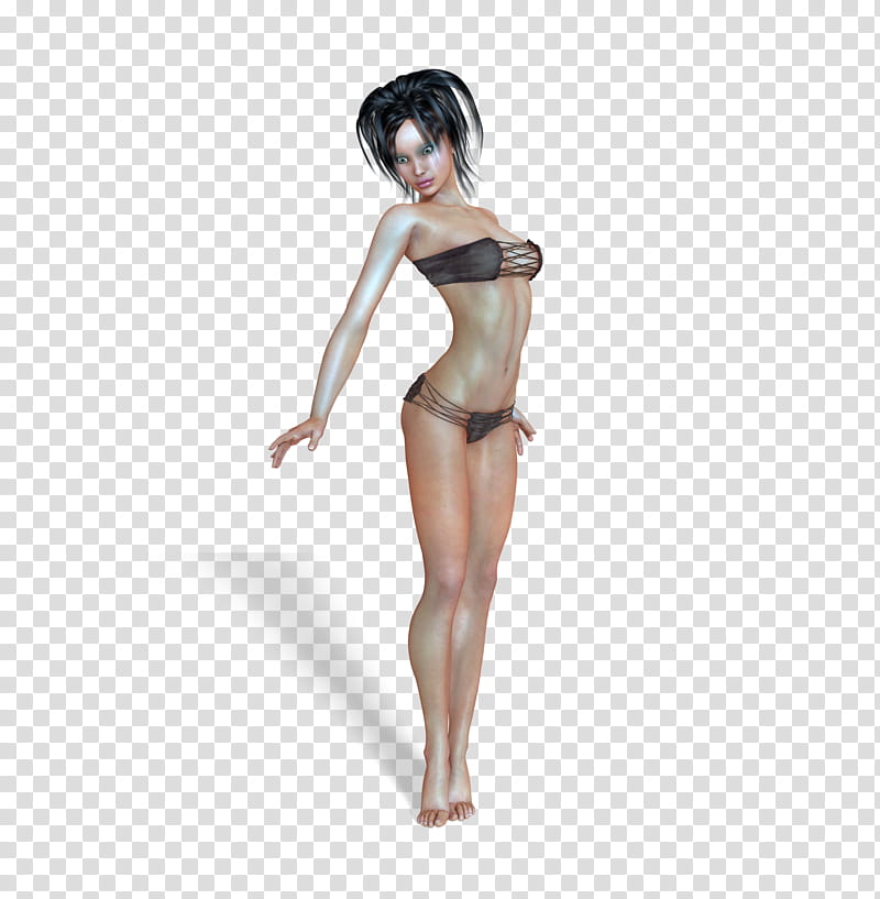 D model , woman wearing black bikini transparent background PNG clipart