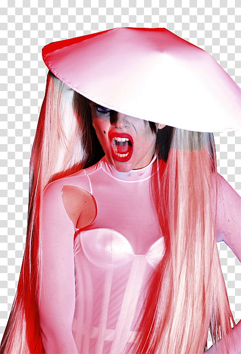 Lady Gaga , woman wearing white see through long sleeved shirt with hat transparent background PNG clipart