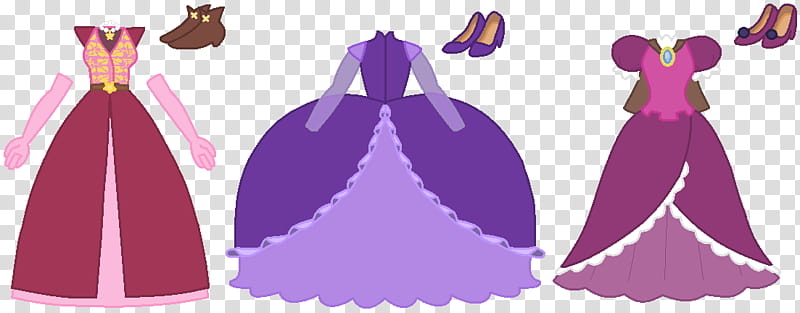 Dress Bases , three assorted-color Disney Princess dresses transparent background PNG clipart