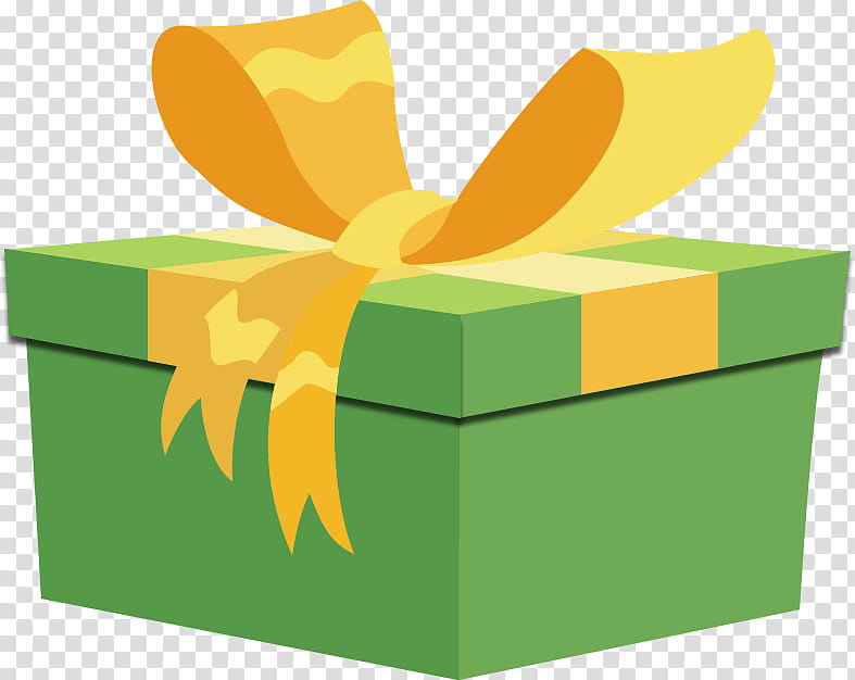 Gift Box, D drawing of yellow and green gift transparent background PNG clipart