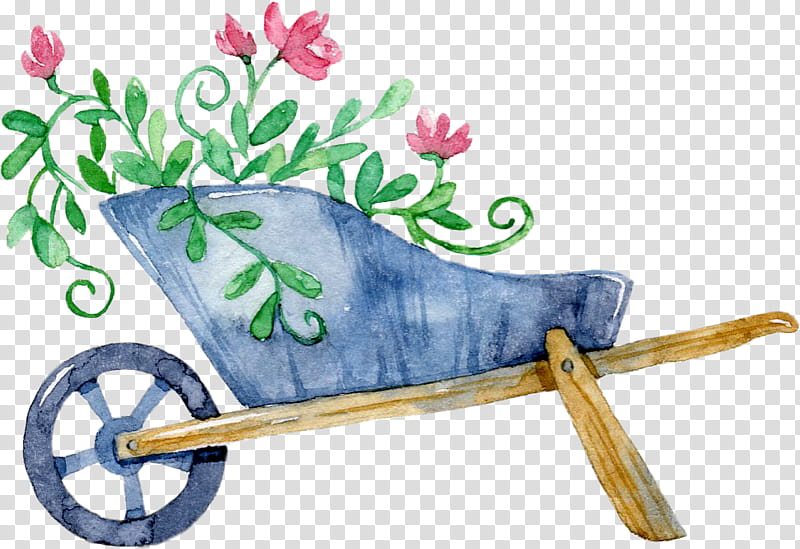 Watercolor Flower, Wheelbarrow, Gardening, Cart, Drawing, Crop, Watercolor Painting, Vehicle transparent background PNG clipart