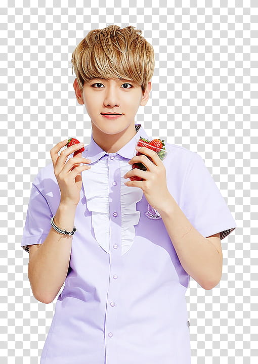 EXO Beagle Line, smiling man holding strawberry fruits transparent background PNG clipart