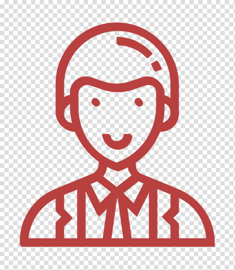 Professions and jobs icon Careers Men icon Officer icon, Red, Line Art, Logo, Sticker, Smile, Symbol transparent background PNG clipart