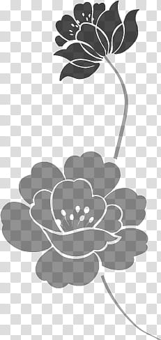 Flower  PS Brushes, two gray and black flowers illustration transparent background PNG clipart