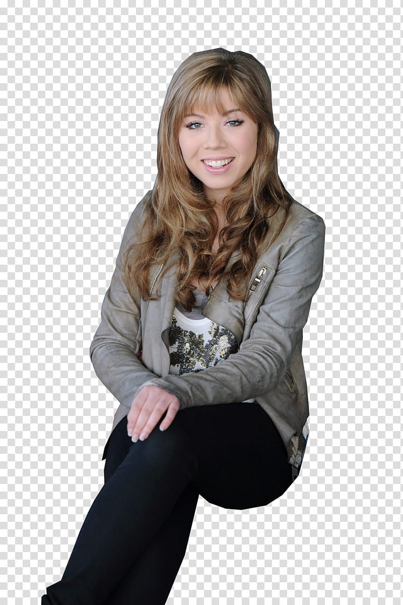 Jennette McCurdy, woman sitting transparent background PNG clipart