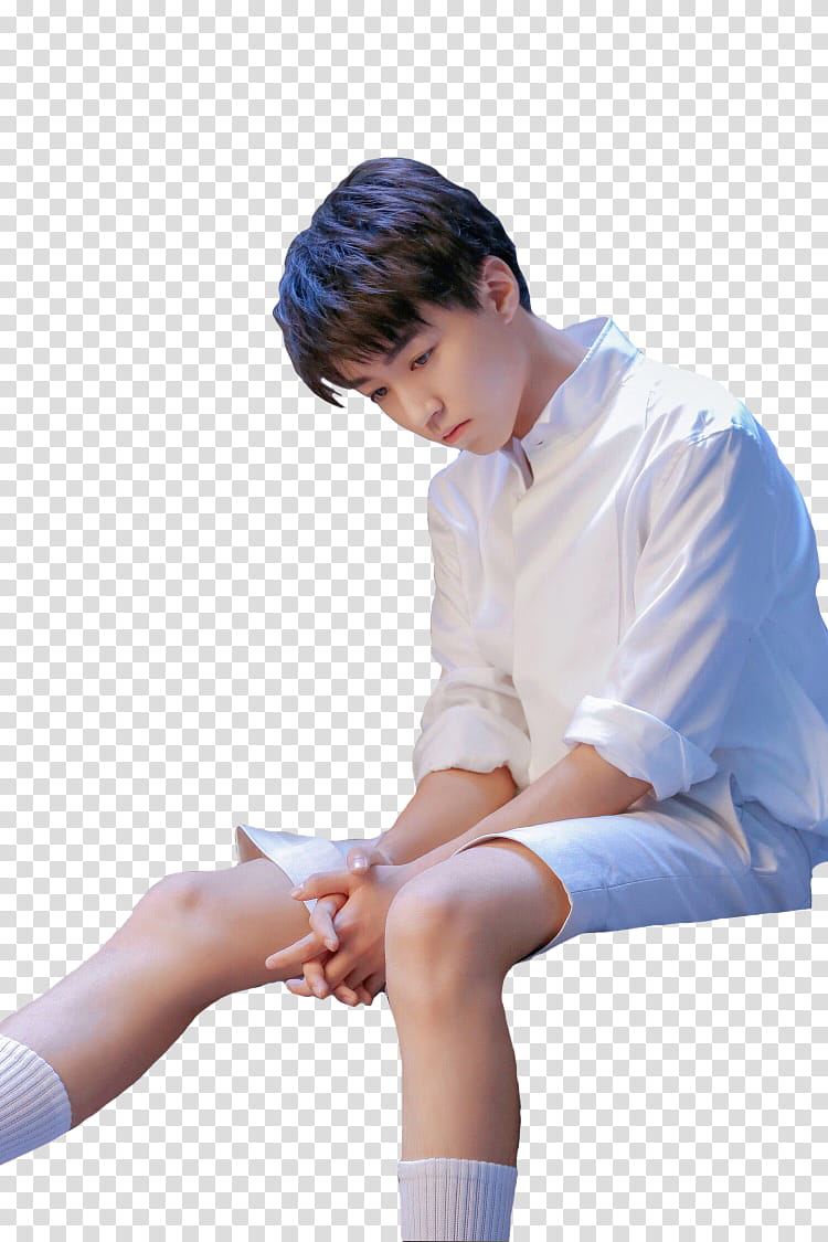 Share  TFBOYS, man in white button-up long-sleeved shirt and white shorts transparent background PNG clipart