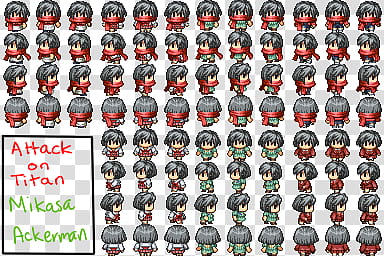 Attack on Titan RPG Sprite [Mikasa] transparent background PNG clipart