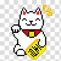 Watch, white and yellow anime pixelated cat transparent background PNG clipart