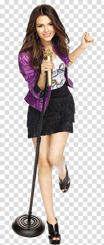 victoria justice, woman in purple jacket and black skirt transparent background PNG clipart