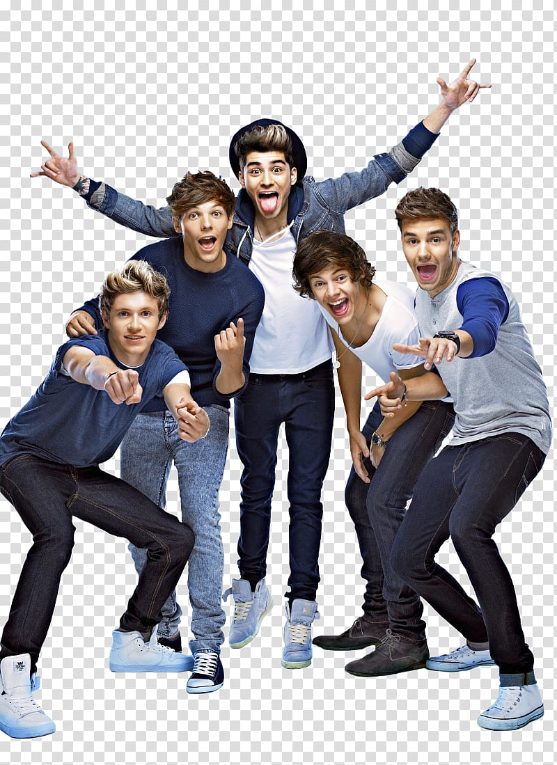 One Direction , five men posing transparent background PNG clipart