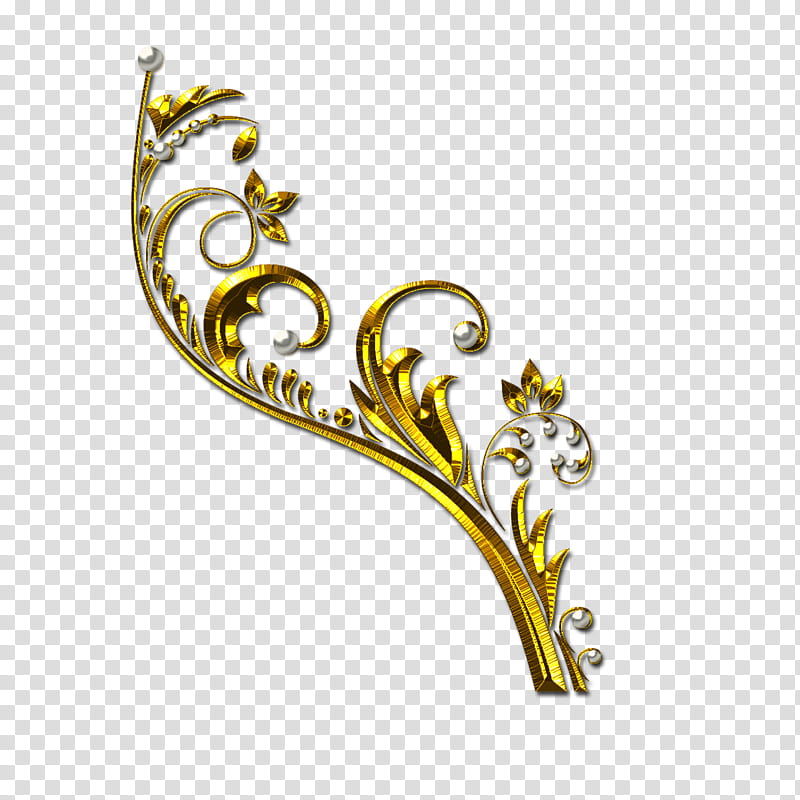 Graceful decorative embellishm, gold floral transparent background PNG clipart