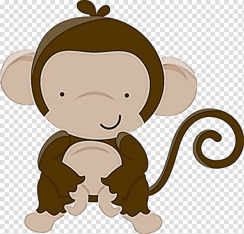 cartoon brown cheek ear animation, Cartoon, Old World Monkey transparent background PNG clipart