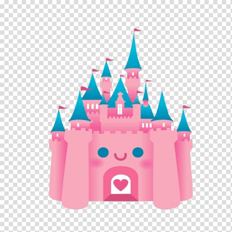 pink and blue Disney castle illustration transparent background PNG clipart
