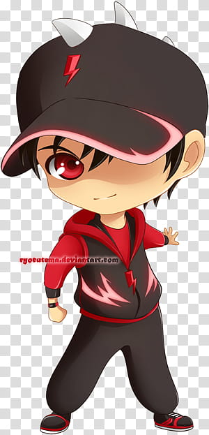 Commish: Chibi BBB Halilintar, boy wearing black cap illustration transparent background PNG clipart