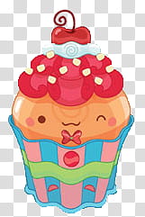 Cute, cherry cupcake transparent background PNG clipart