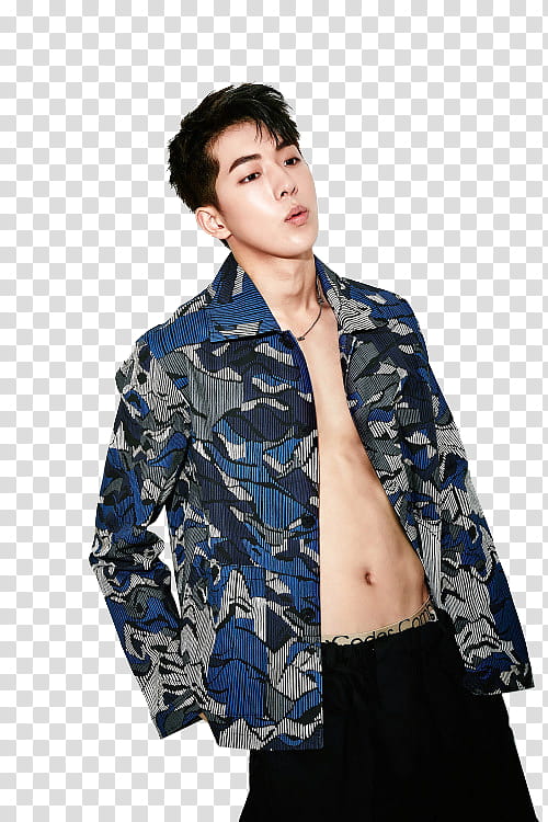 Nam Joo Hyuk ludo, man wearing blue, gray, and black button-up long-sleeved shirt transparent background PNG clipart