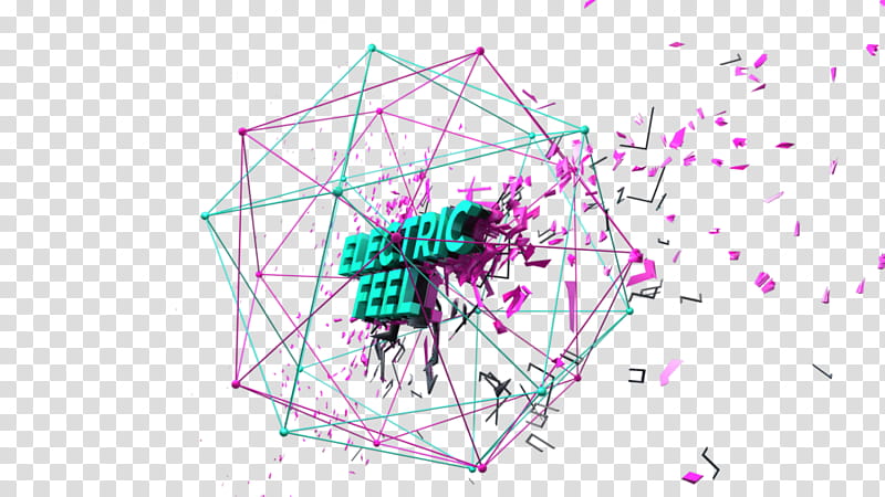 D polygon model, electric feel text transparent background PNG clipart