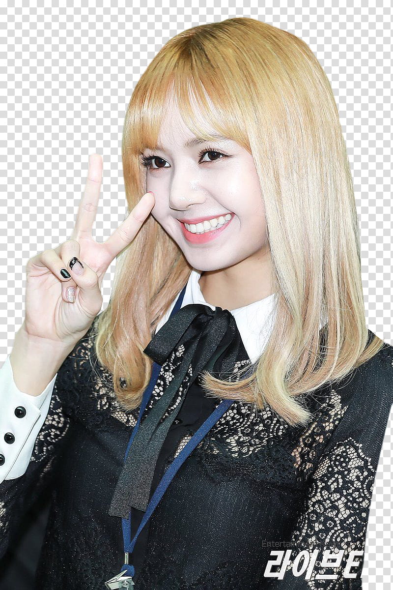 Lisa BLACKPINK, woman doing peace hand sign transparent background PNG clipart