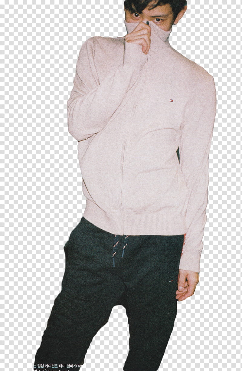 Chanyeol EXO, man covering his face using his jacket transparent background PNG clipart