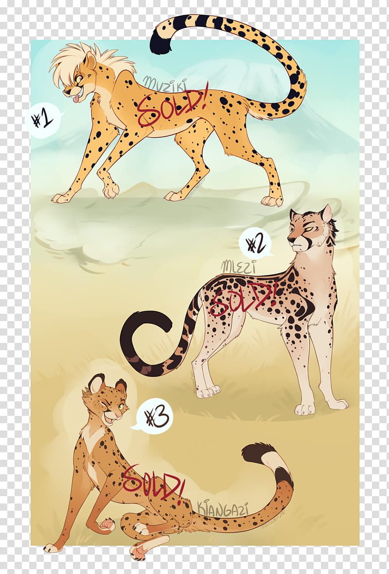 Cheetah Adoptables SOLD, brown animals illustration transparent background PNG clipart