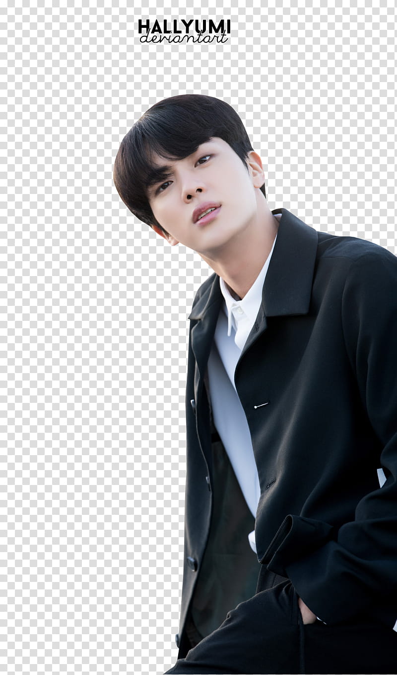 Jin BTS TH ANNIVERSARY, man looking sideways while left hand in pants pocket transparent background PNG clipart