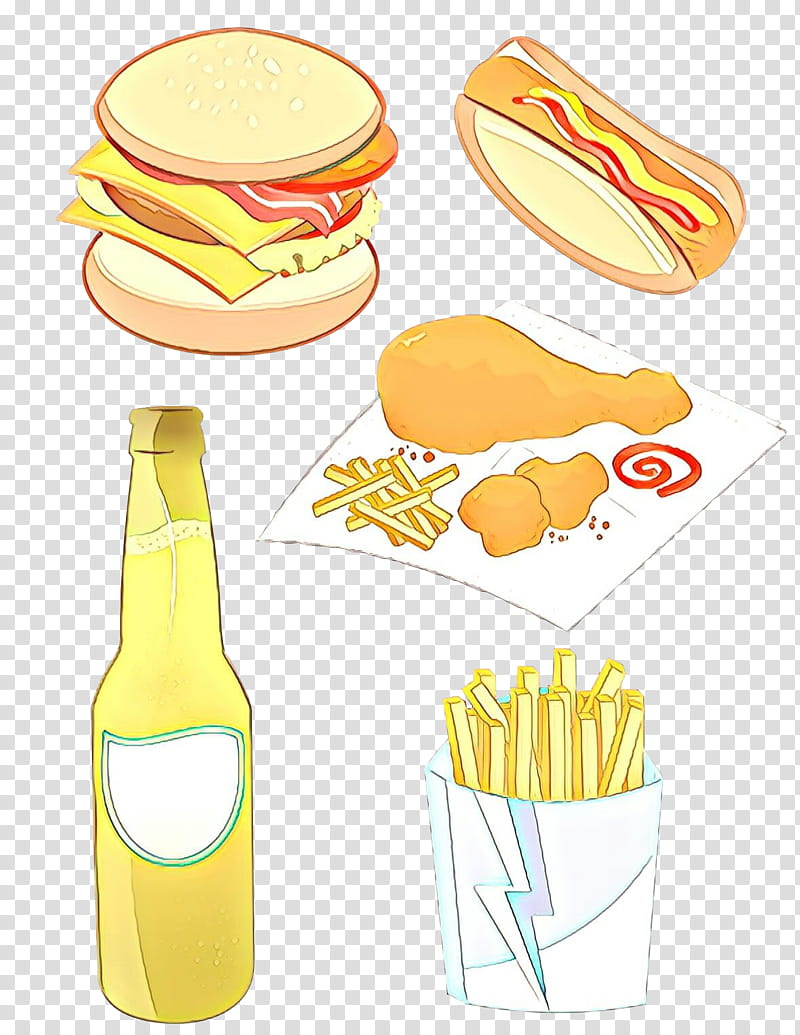 Junk Food, Fast Food, Yellow, Line, American Food, Side Dish, Water Bottle, French Fries transparent background PNG clipart