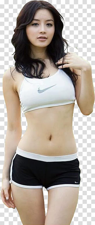 woman wearing white Nike sports bra transparent background PNG clipart