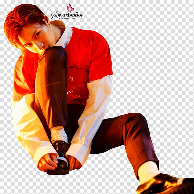 SHINee Taemin The Story Of Light, man wearing red and white long-sleeved shirt and black pants transparent background PNG clipart