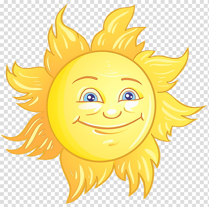 Smiley Face, Sun , Watercolor Painting, Cartoon, Yellow, Facial Expression, Head, Emoticon transparent background PNG clipart