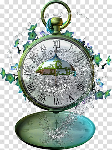 green pocket watch illustration transparent background PNG clipart