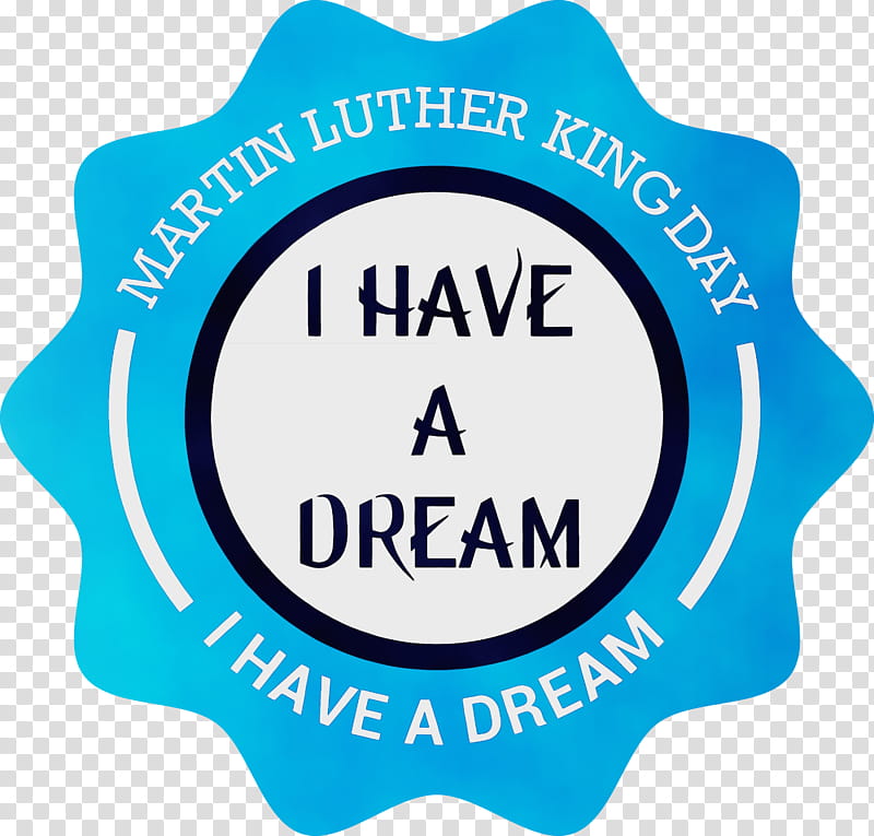 turquoise label badge logo signage, Mlk Day, Martin Luther King Jr Day, Watercolor, Paint, Wet Ink transparent background PNG clipart