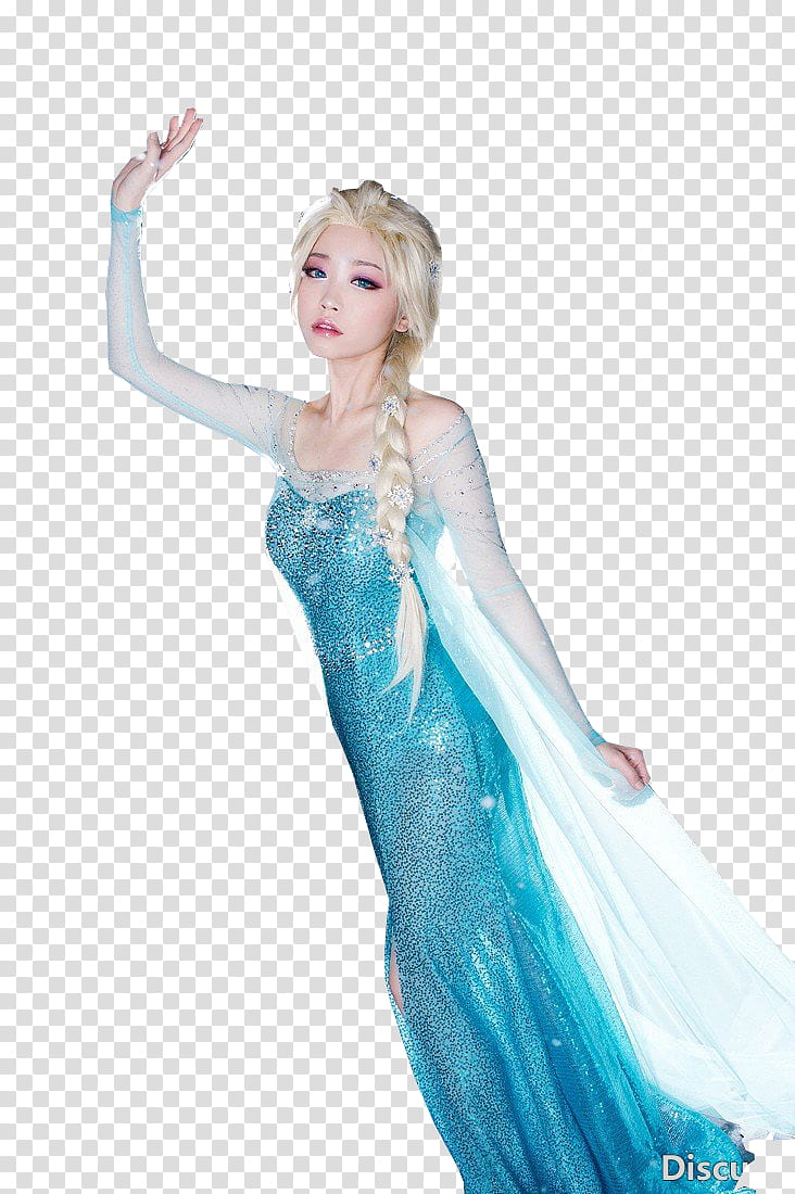 TOMIA, woman wearing Disney Frozen Queen Elsa dress transparent background PNG clipart