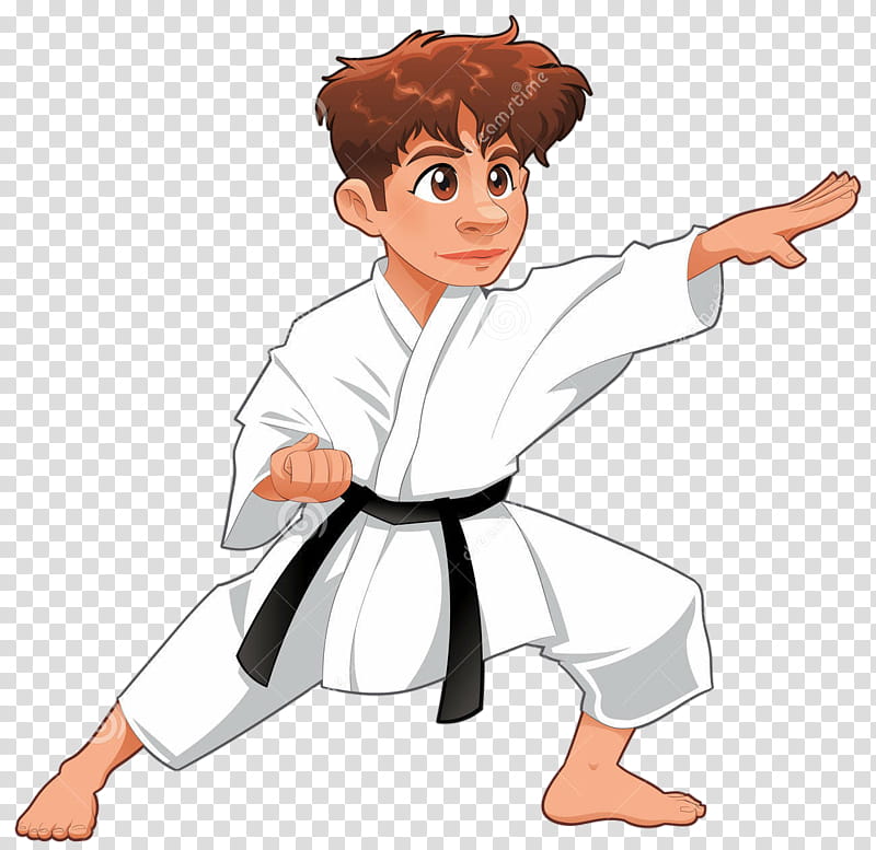 Taekwondo, Karate, Martial Arts, Cartoon, Royaltyfree, Character, , Martial Arts Uniform transparent background PNG clipart