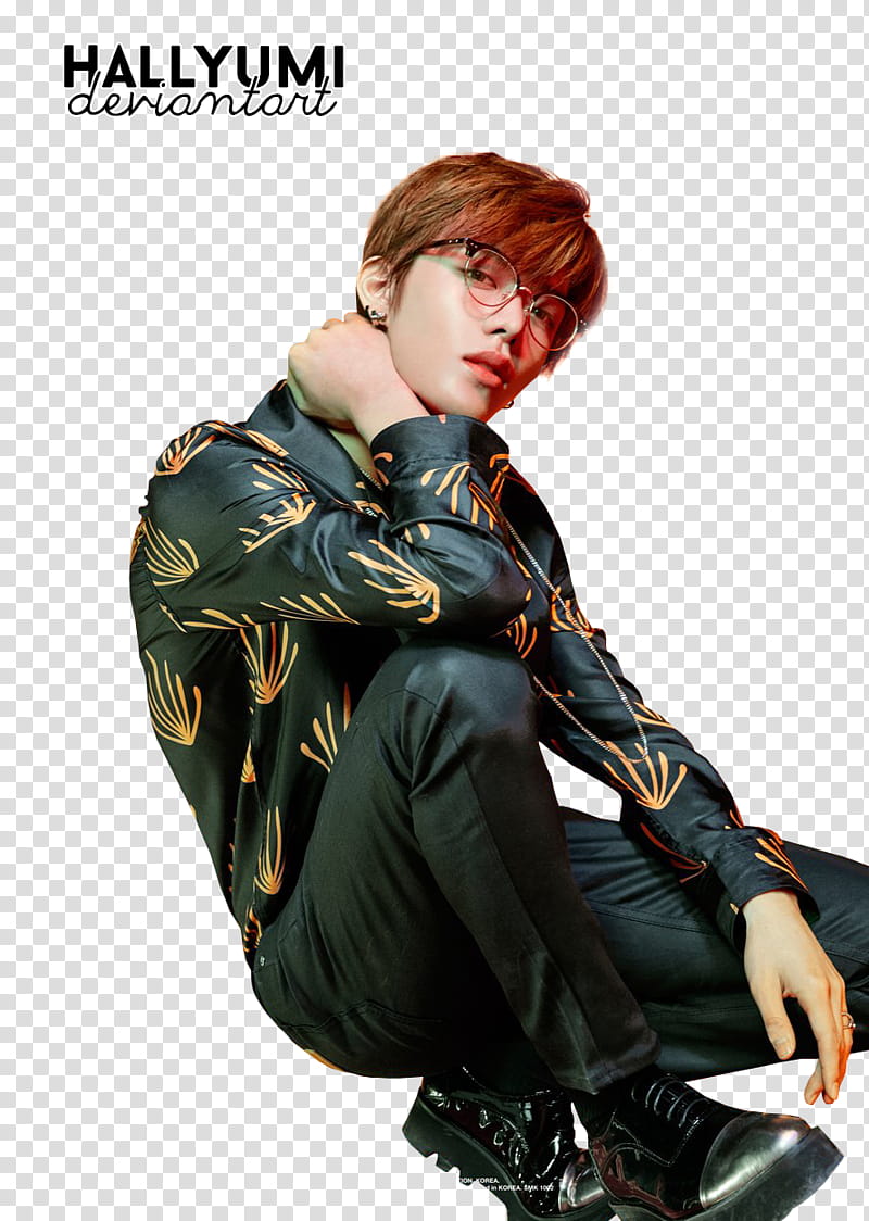 NCT  TOUCH, man in black long-sleeved shirt and pants sitting while right hand on neck transparent background PNG clipart