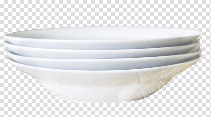 four stacks of white ceramic bowls transparent background PNG clipart