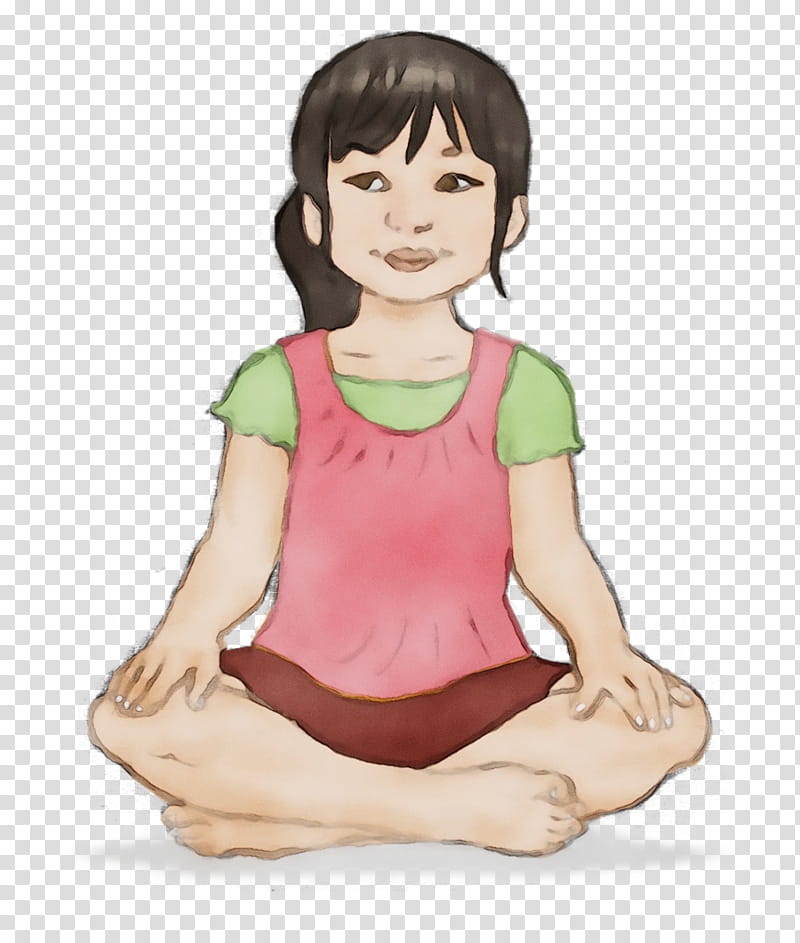 sitting meditation physical fitness kneeling arm, Watercolor, Paint, Wet Ink, Child, Leg, Hand, Yoga transparent background PNG clipart
