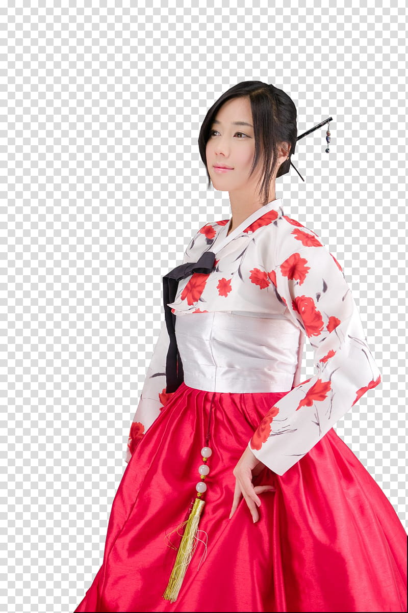 KIM HA YUL, woman wearing white and red floral dress transparent background PNG clipart