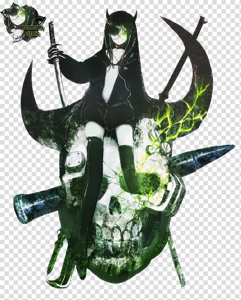 Black Devil Girl Render, sitting girl on horned human skull illustration transparent background PNG clipart