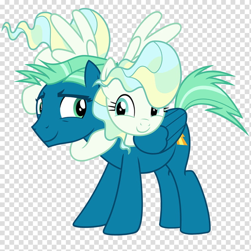 Stronger Together, two white and teal My Little Pony characters transparent background PNG clipart