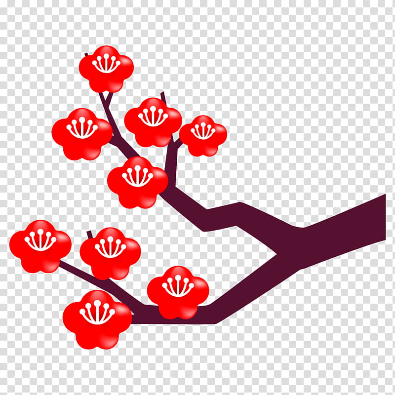 plum branch plum winter flower, Red, Plant, Heart transparent background PNG clipart