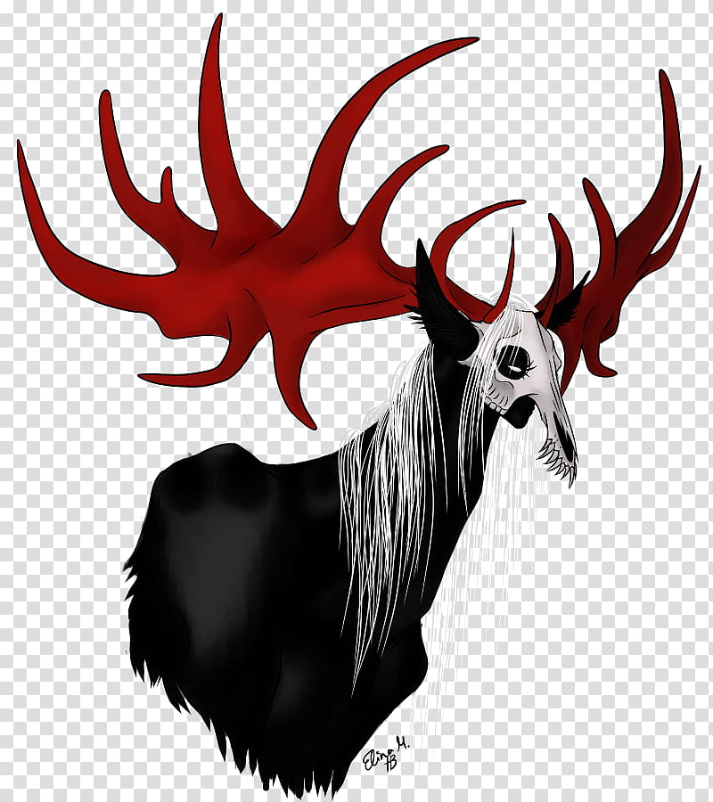 Horse, Reindeer, Demon, Horn, Head, Antler, Wildlife, Drawing transparent background PNG clipart