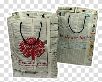 two grey newspaper tote bags transparent background PNG clipart