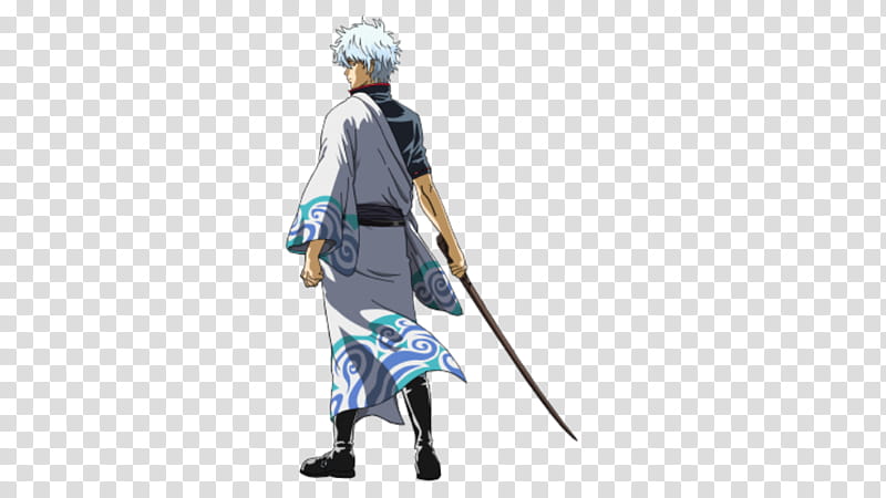 sakata gintoki gintama, male anime character holding sword transparent background PNG clipart