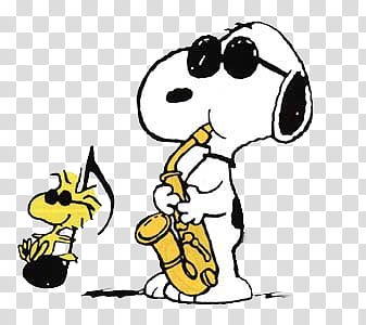 snoopy, Snoopy playing saxophone illustration transparent background PNG clipart