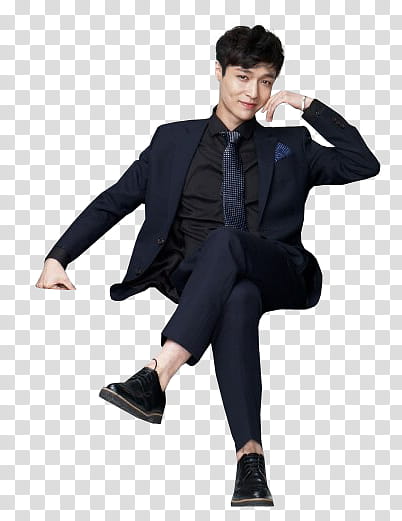 EXO, smiling man leaning hand transparent background PNG clipart