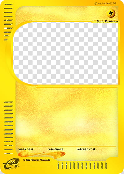 Original e Card Blank , yellow basic pokemon card transparent background PNG clipart